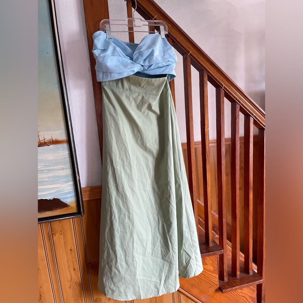 Leasty Two-Tone Strapless Dress Cut Out Women’s M pretty light spring summer